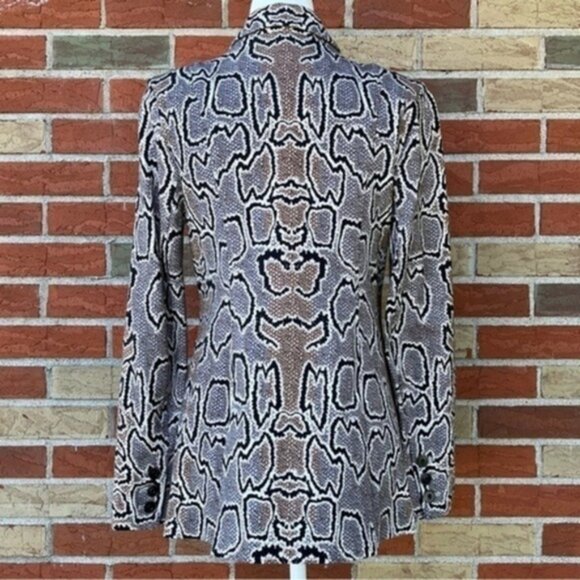 🐍 CAbi Python Snake Print Double Breasted Black Brown Long Sleeve Blazer Jacket - Picture 8 of 16